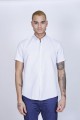 COTTON SHIRT IN BLUE COLOUR, SHORT SLEEVES, AND REGULAR FIT MOLD.