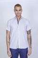 REGULAR-FIT COTTON SHIRT IN SAX BLUE COLOR, SHORT SLEEVES AND BUTTONS ON THE FRONT.