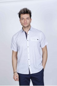 SPORT COTTON SHIRT IN NAVY BLUE COLORED, SHORT SLEEVE, SNAP-BUTTON ON THE FRONT.