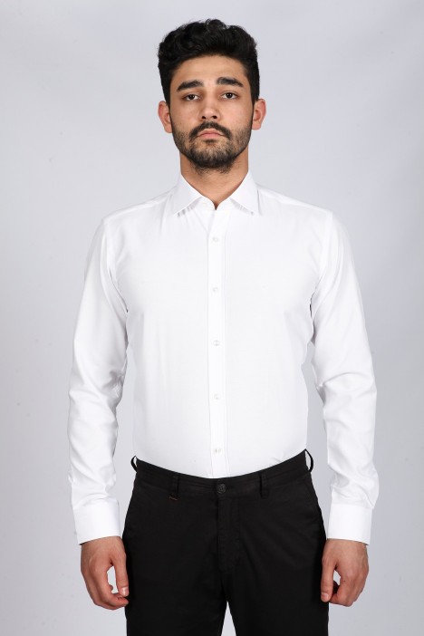 WHİTE COLOR LONG SLEEVE COTTON SHIRT