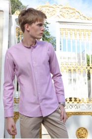 PİNK COLOR REGULAR SHIRT WITH STAND-UP COLLAR