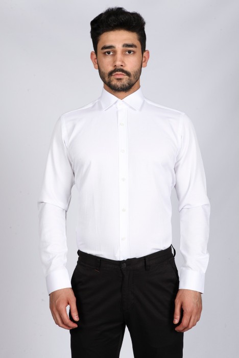 WHİTE COLOR LONG SLEEVE COTTON SHIRT