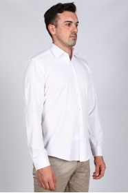 WHİTE COLOR TEXTURED LONG SLEEVE COTTON SHIRT