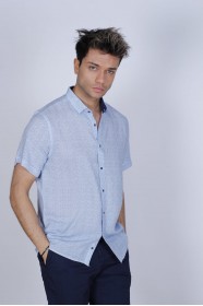 BAMBOO SHIRT IN WHITE, SHORT SLEEVES AND BUTTONS ON THE FRONT