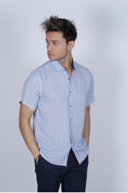 BAMBOO SHIRT IN WHITE, SHORT SLEEVES AND BUTTONS ON THE FRONT