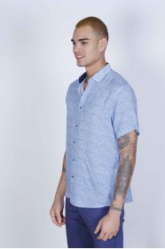 SHORT SLEEVE BUTTONED BAMBOO SHIRT. BLUE