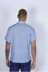 SHORT SLEEVE BUTTONED BAMBOO SHIRT. BLUE