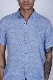 SHORT SLEEVE BUTTONED BAMBOO SHIRT. BLUE
