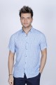 BAMBOO SHIRT IN SAX BLUE BLUE, SHORT SLEEVES AND BUTTONS ON THE FRONT