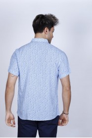 BAMBOO SHIRT IN BLUE, SHORT SLEEVES AND BUTTONS ON THE FRONT