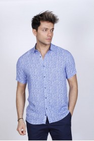 BAMBOO SHIRT IN SAX BLUE BLUE, SHORT SLEEVES AND BUTTONS ON THE FRONT