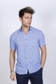 BAMBOO SHIRT IN SAX BLUE BLUE, SHORT SLEEVES AND BUTTONS ON THE FRONT