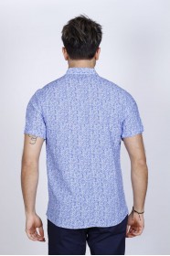 BAMBOO SHIRT IN SAX BLUE BLUE, SHORT SLEEVES AND BUTTONS ON THE FRONT