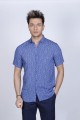 BAMBOO SHIRT IN SAX BLUE BLUE, SHORT SLEEVES AND BUTTONS ON THE FRONT