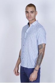 BAMBOO SHIRT SHORT SLEEVES AND BUTTONS ON THE FRONT. BLUE