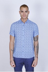 BAMBOO SHIRT SHORT SLEEVES AND BUTTONS ON THE FRONT. DARK-NAVYBLUE