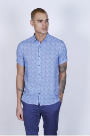 BAMBOO SHIRT SHORT SLEEVES AND BUTTONS ON THE FRONT. DARK-NAVYBLUE