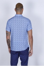 BAMBOO SHIRT SHORT SLEEVES AND BUTTONS ON THE FRONT. DARK-NAVYBLUE