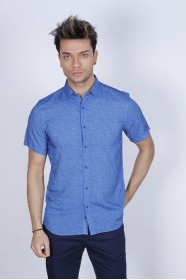 BAMBOO SHIRT SHORT SLEEVES AND BUTTONS ON THE FRONT. INDIGO