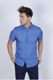 BAMBOO SHIRT SHORT SLEEVES AND BUTTONS ON THE FRONT. INDIGO