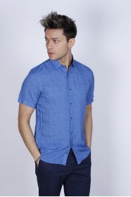 BAMBOO SHIRT SHORT SLEEVES AND BUTTONS ON THE FRONT. INDIGO
