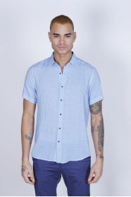 BAMBOO SHIRT IN WHITE, SHORT SLEEVES AND BUTTONS ON THE FRONT