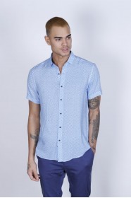 BAMBOO SHIRT IN WHITE, SHORT SLEEVES AND BUTTONS ON THE FRONT