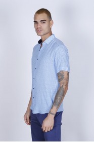 BAMBOO SHIRT IN WHITE, SHORT SLEEVES AND BUTTONS ON THE FRONT