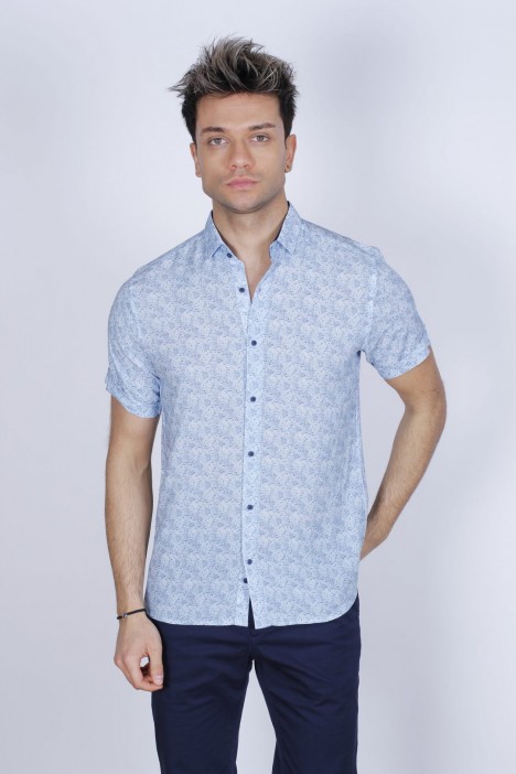 BAMBOO SHIRT SHORT SLEEVES AND BUTTONS ON THE FRONT. WHITE
