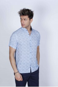 BAMBOO SHIRT SHORT SLEEVES AND BUTTONS ON THE FRONT. BLUE