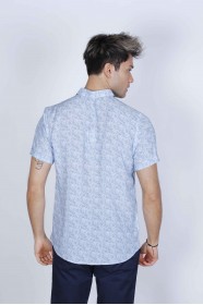 BAMBOO SHIRT SHORT SLEEVES AND BUTTONS ON THE FRONT. BLUE