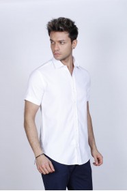 COTTON SHIRT, SHORT SLEEVES AND REGULAR FIT MOLD. WHITE