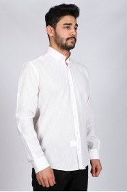 WHITE COLOUR, LONG SLEEVE, REGULAR FIT, COTTON LINEN SHIRT