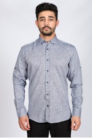 INDIGO COLOUR, LONG SLEEVE, REGULAR FIT, COTTON LINEN SHIRT
