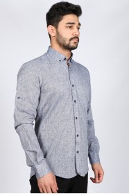 INDIGO COLOUR, LONG SLEEVE, REGULAR FIT, COTTON LINEN SHIRT