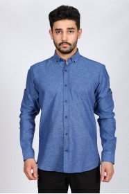 LIGHT PARLIAMENT COLOUR, LONG SLEEVE, REGULAR FIT, COTTON LINEN SHIRT