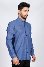 LIGHT PARLIAMENT COLOUR, LONG SLEEVE, REGULAR FIT, COTTON LINEN SHIRT