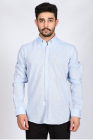 ICE BLUE COLOUR, LONG SLEEVE, REGULAR FIT, COTTON LINEN SHIRT