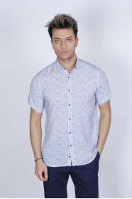 BAMBOO SHIRT IN BLUE, SHORT SLEEVES AND BUTTONS ON THE FRONT