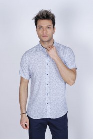 BAMBOO SHIRT IN BLUE, SHORT SLEEVES AND BUTTONS ON THE FRONT