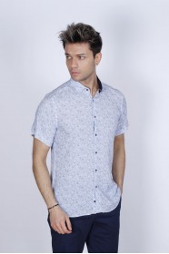 BAMBOO SHIRT IN BLUE, SHORT SLEEVES AND BUTTONS ON THE FRONT