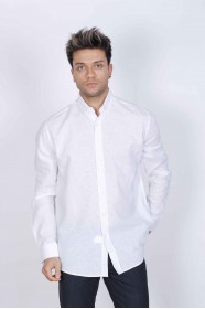 WHITE COLOR, LONG SLEEVE, CLASSIC MOLD, LINEN SHIRT