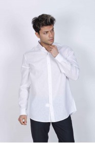WHITE COLOR, LONG SLEEVE, CLASSIC MOLD, LINEN SHIRT
