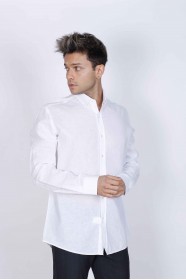WHITE COLOR, LONG SLEEVE, CLASSIC MOLD, LINEN SHIRT