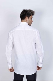 WHITE COLOR, LONG SLEEVE, CLASSIC MOLD, LINEN SHIRT