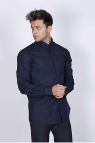 NAVY BLUE COLOR, LONG SLEEVE, CLASSIC MOLD, LINEN SHIRT