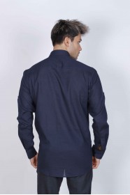 NAVY BLUE COLOR, LONG SLEEVE, CLASSIC MOLD, LINEN SHIRT