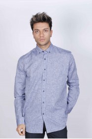 INDIGO COLOR, LONG SLEEVE, CLASSIC MOLD, LINEN SHIRT