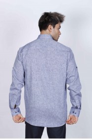 INDIGO COLOR, LONG SLEEVE, CLASSIC MOLD, LINEN SHIRT