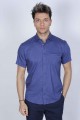 SPORT COTTON SHIRT IN NAVY BLUE COLORED, SHORT SLEEVE, SNAP-BUTTON ON THE FRONT.